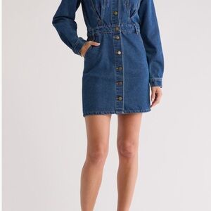 Vigoss Blue Long Sleeve Denim Dress